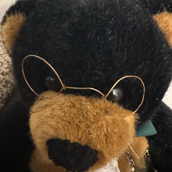 The most adorable plush backpack ever. Black teddy bear with glasses - Picture 3 of 6